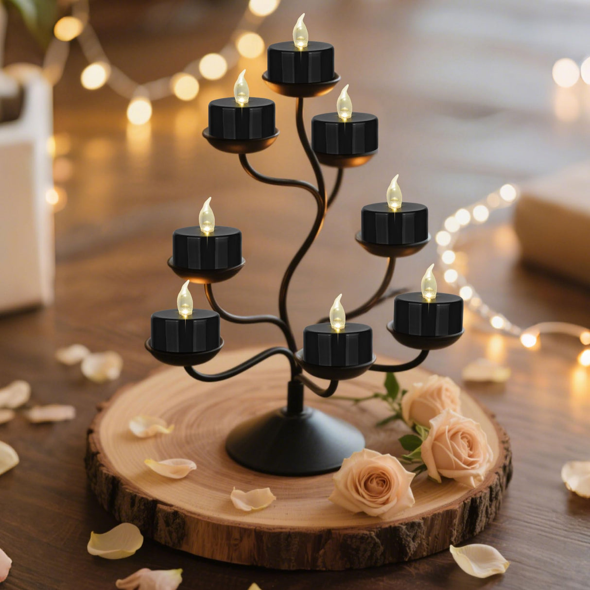 Nancia 50PACK Flameless LED Tea Lights Candles, Realistic and Bright Flickering Long Lasting 200Hours Battery-Powered, Ideal Party, Wedding, Birthday, Gifts Home Decoration Black
