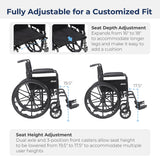 Drive Medical Cruiser III Light Weight Wheelchair with Various Flip Back Arm Styles and Front Rigging Options, Flip Back Removable Full Arms/Swing away Footrests, Black, 20 Inch