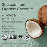 Sports Research Organic MCT Oil Powder - Keto & Vegan MCTs C8, C10 from Coconuts - Fatty Acid Brain & Body Fuel, Non-GMO & Gluten Free - Unflavored, Perfect in Coffee, Tea & Protein Shakes - 10.6 oz