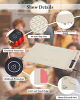 KokoSelene Food Warming Mat, Dual-Zone Heating Mat for Food with 7 Temp & Timer, 10s Fast Heat Flexible Silicone Warmer for Home, Parties, Buffet Serving (Cream-2 PCS)