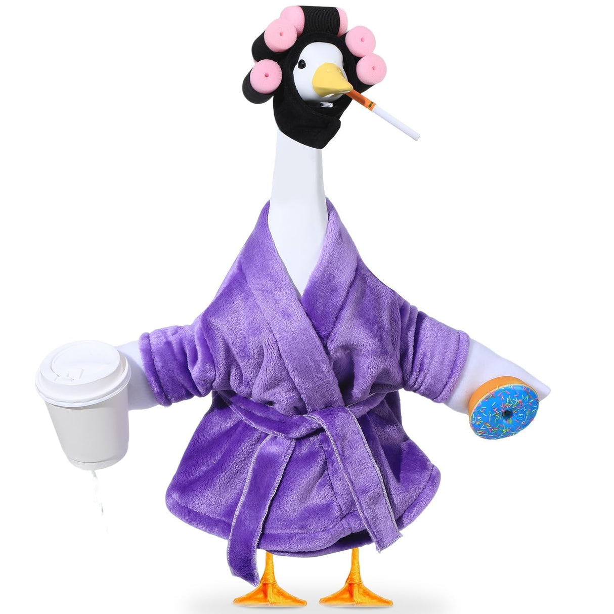 OBUSATT Old Lady Porch Goose Outfits 23 in Bathrobe Lawn Goose Costume Set Purple