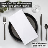 Urban Villa White Cloth Napkins Set of 12 100% Cotton Dinner Napkins Cloths Washable 18”x18” Absorbent Soft Durable Reusable-Ideal for Everyday Use Parties Wedding Thanks Giving Christmas Halloween