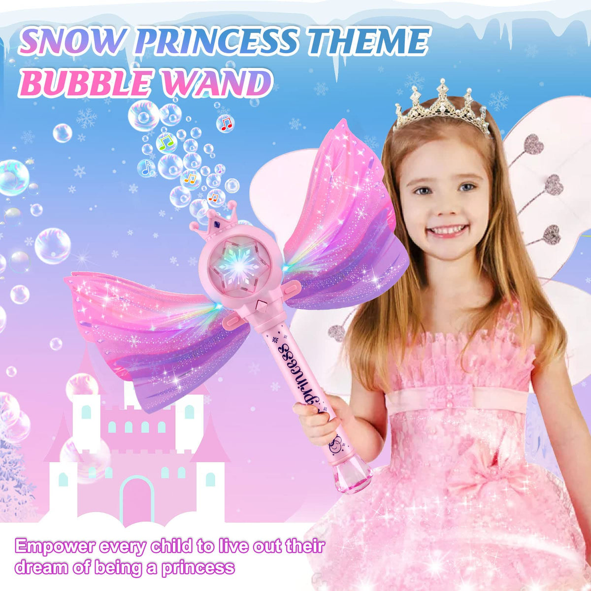 Britik Bubble Wand for Kids, LED Light Music Bubble Toys Girl Gifts Age 3+