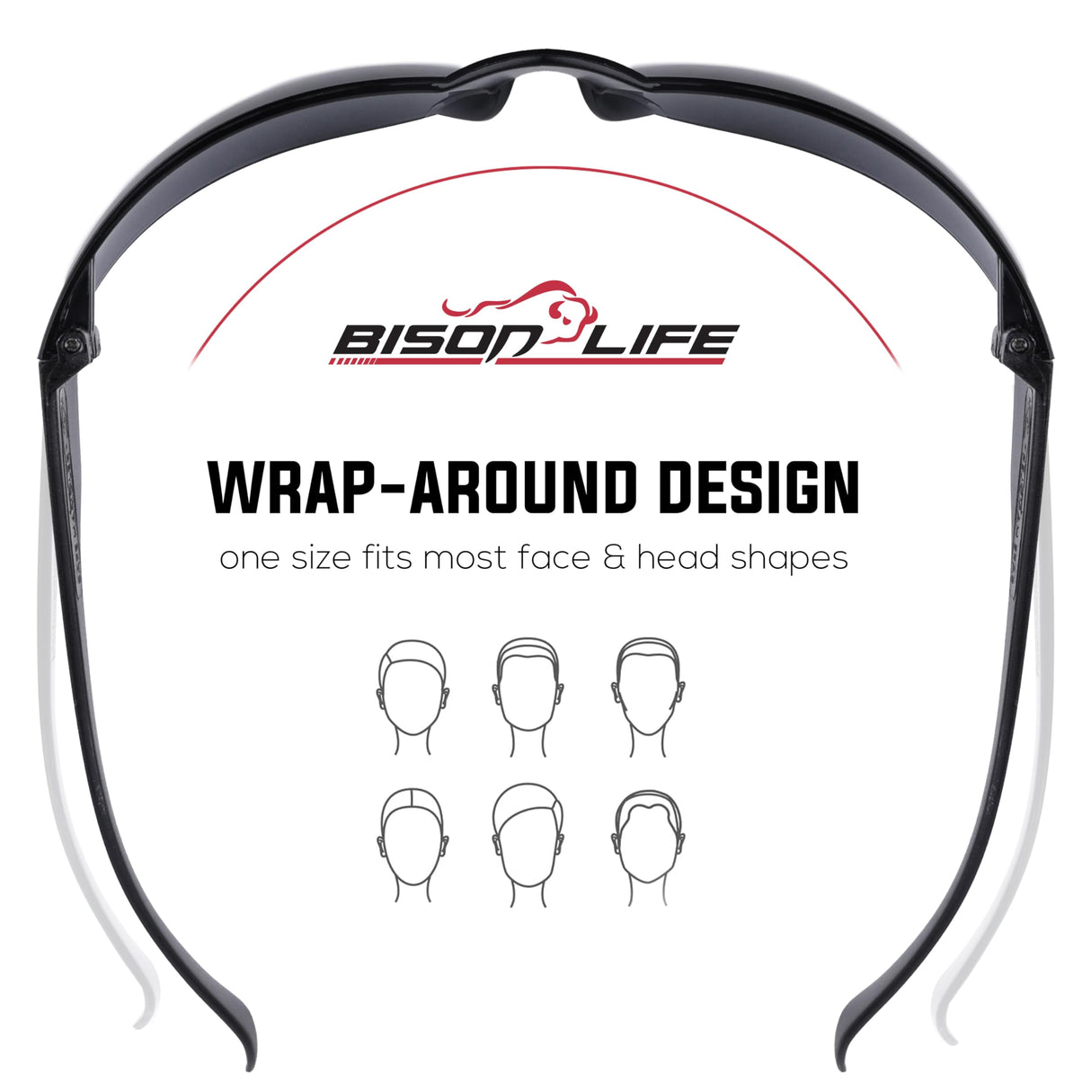 BISON LIFE BLack Safety Glasses - 12 Pairs of Scratch Resistant Eyewear, Polycarbonate Impact Resistant Lens