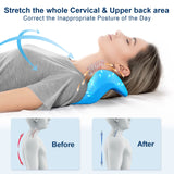 Fanlecy Neck and Shoulder Relaxer with Upper Back Massage Point, Cervical Traction Device Neck Stretcher for TMJ Pain Relief and Cervical Spine Alignment Chiropractic Pillow (Blue)