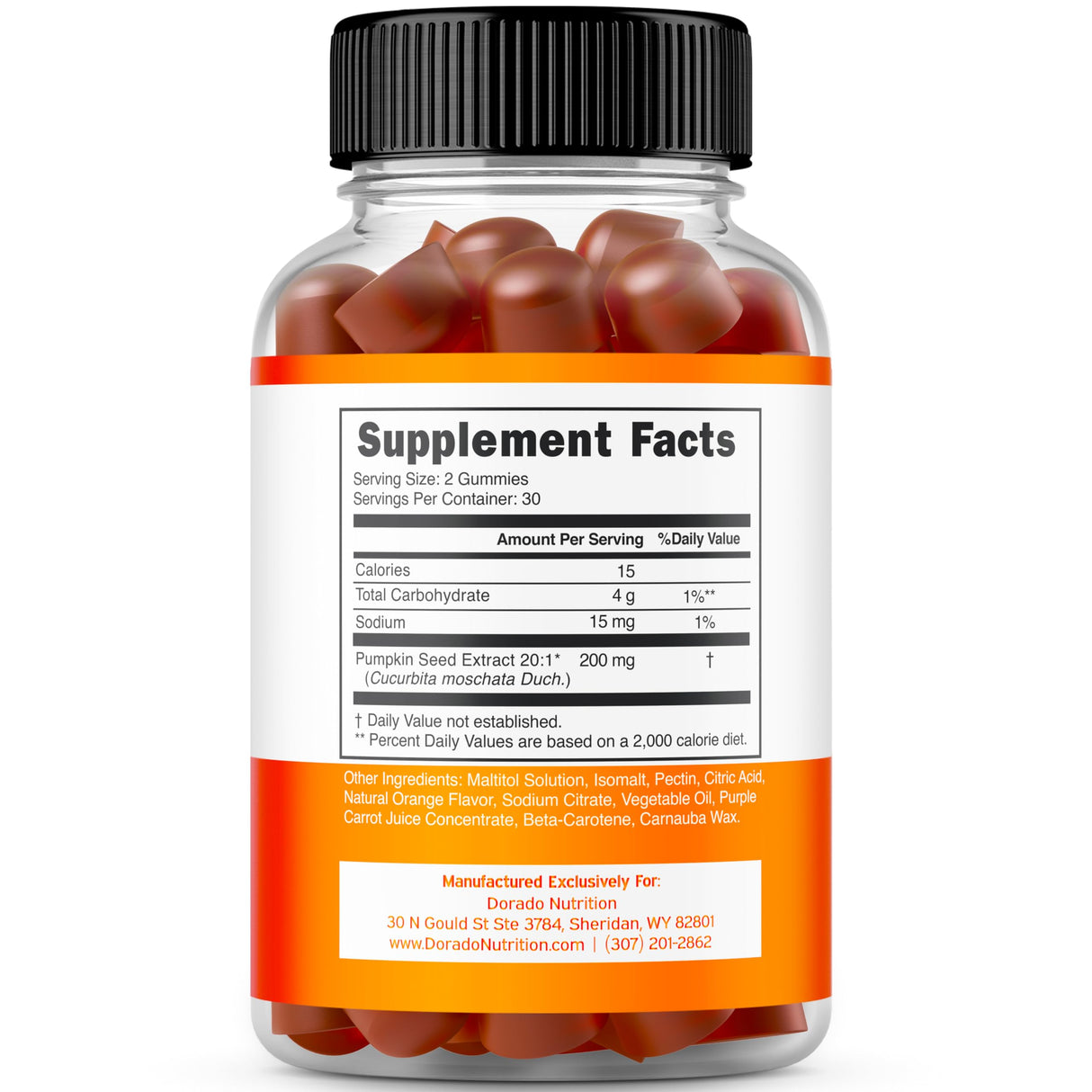 Pumpkin Seed Oil Gummies - 4,000mg Pumpkin Seed Oil For Hair Growth and Bladder Control - Sugar Free Gummy - Delicious Orange Flavor - Non GMO - Gluten Free - Vegan Supplement - (60 Count)