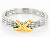 JTV Sterling Silver & 18k Yellow Gold Over Sterling Silver 5mm Polished & Textured Infinity Ring