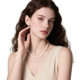 Freshwater Pearl Necklace Set Includes Bracelet and Earrings Genuine Pearl Set Jewelry for Women 925 Sterling Silver Pearl Jewelry for Mother's Day, Anniversary, Birthday, Valentine's Day, Wedding