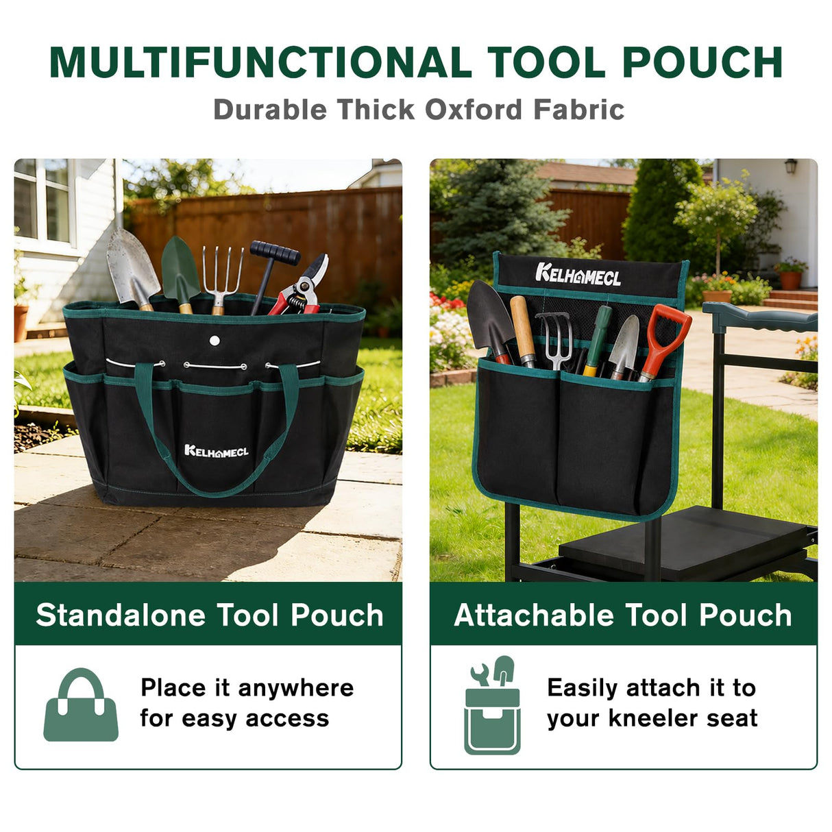 KELHOMECL Garden Kneeler and Seat - Extra Wide Thick EVA Pad, Heavy Duty Foldable Garden Bench Holds 350lbs, 2-in-1 Gardening Stool with Detachable Tool Bags, Gardening Gifts for Women, Men & Seniors