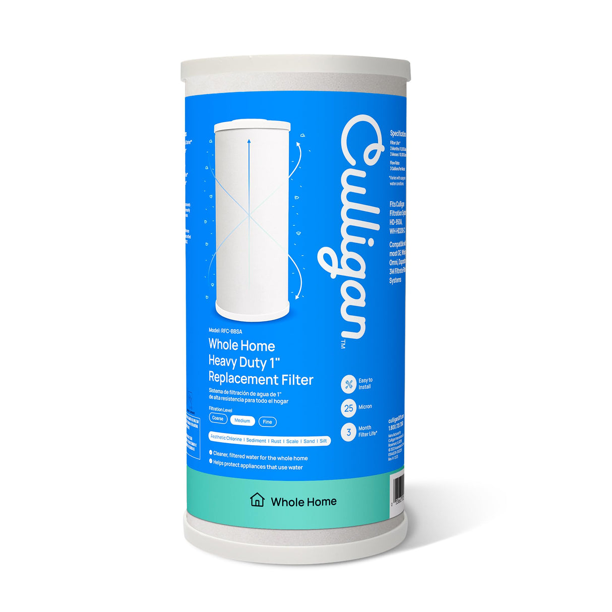 Culligan RFC-BBSA Whole House Water Filter for Sediment - 25 Micron 10”x4.5” Long Lasting Water Filter Replacement Compatible with FXHTC, W50PEHD, GXWH40L, GXWH35F, GNWH38S, WFHD13001, Pack of 1