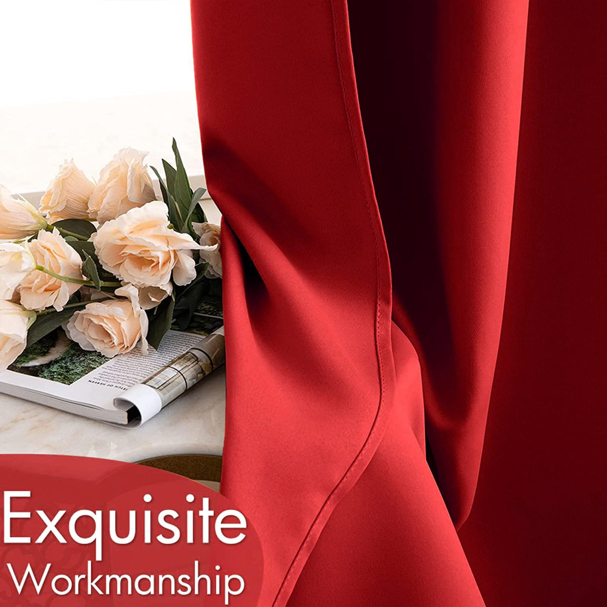 MIULEE Christmas Blackout Curtains 84 Inches Long for Bedroom Living Room Thermal Insulated Room Darkening Grommet Top Solid Light Blocking Drapery Set of 2 Window Panels Red