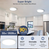 YELIOLED 6 Pack 15.8Inch 3520LM LED Flush Mount Ceiling Light, 32W Dimmable & 3000K/4000K/5000K 3CCT Seletable, Round LED Ceiling Light for Bedroom Living Room Kitchen Hallway Office, White
