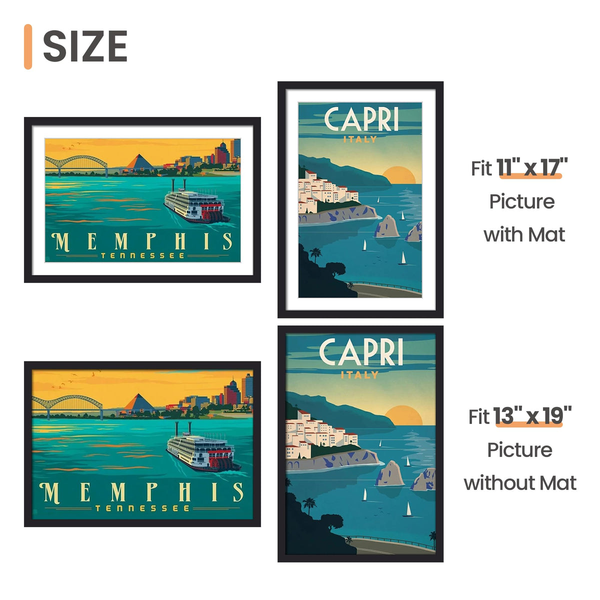 upsimples 13x19 Picture Frame, Gallery Wall Frames Set of 5, Black