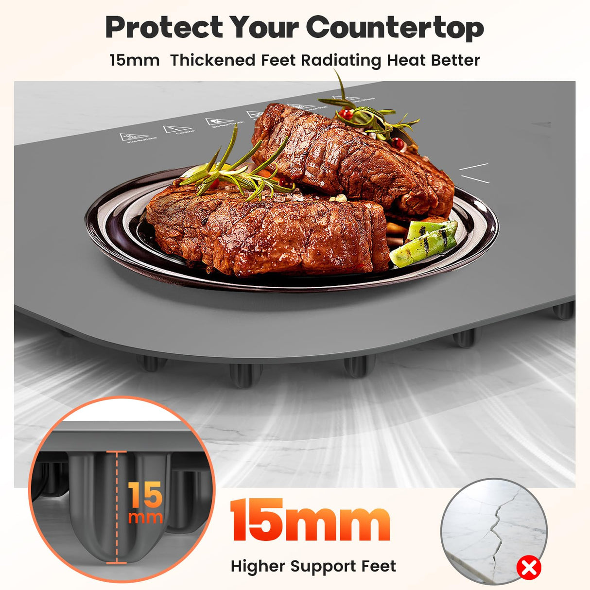 Kourice Food Warming Mat, Fast Heating Silicone Electric Warming Tray, 3 Temperature Settings, Auto Shut-Off Raised Feet Protects Table, Roll Up Food Warmer for Gatherings,Parties, Everyday Use
