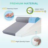 Sasttie Wedge Pillow, 3 Pcs Adjustable Headboard Wedge Pillow, Memory Foam Bed Wedge Pillow for Acid Reflux, Back and Legs Support, Sleeping Wedge Pillow for Adults, Dark Grey