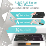 Stove Gap Covers Stainless Steel, 2 Pack Stove Gap Filler Easy Retractable Length 13.8" to 27.5", Width 0.79" ALMCALS Range Trim Kit, Heat Resistant Guard Between Stove Top & Counter