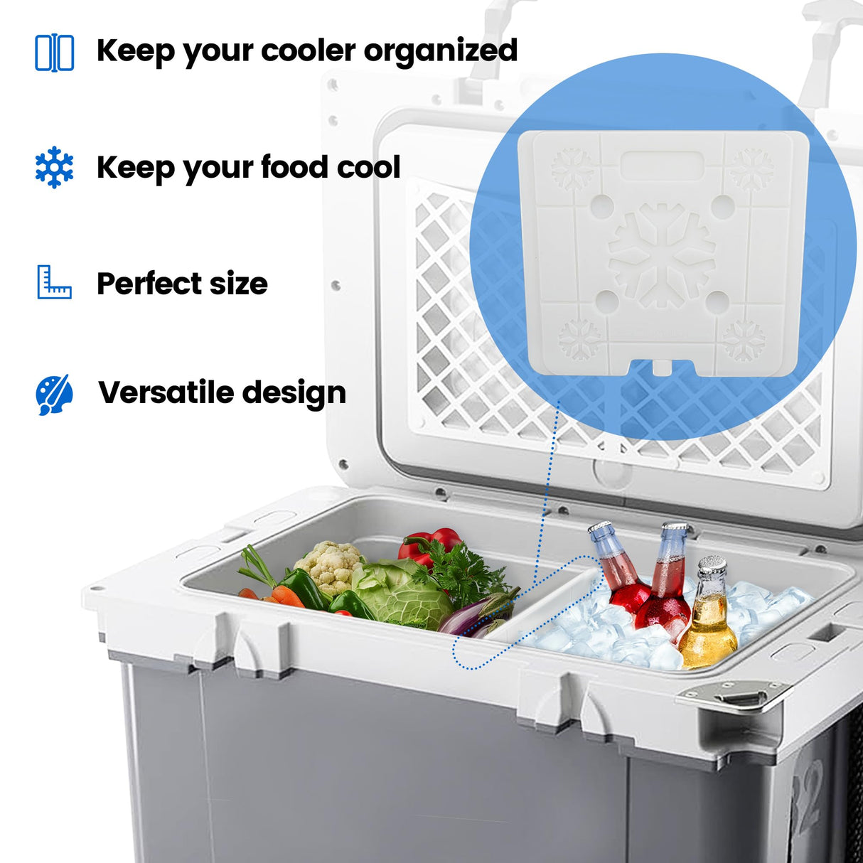Omoojee 32QT Ice Pack Cooler Divider, Compatible with RTIC 32qt Cooler, Freezable Cooler Divider, Cooler Accessories