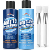 Clear Acrylic Paint Sealer, Gloss & Matte Varnish for Acrylic Painting & Crafts, Non-Yellow Clear Coat for Clay, Wood, Glass, Metal, Plastic, Protect & Boost Gloss on Canvas, Rock Painting & Model