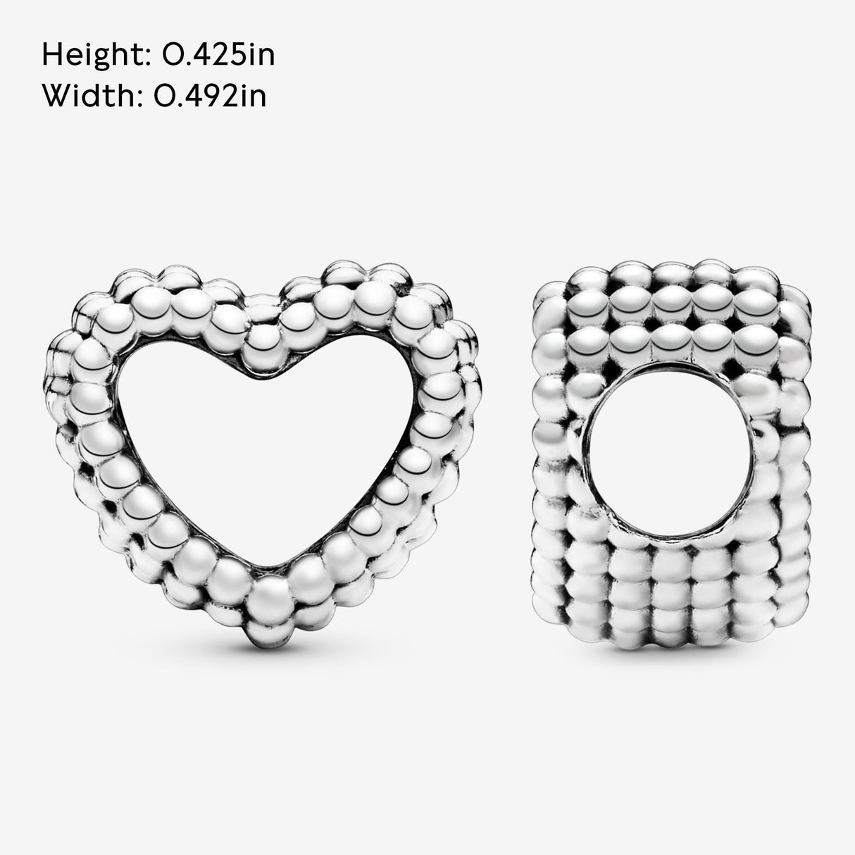 PANDORA Beaded Open Heart Charm - Compatible Moments Bracelets - Jewelry for Women - Gift for Women in Your Life - Made with Sterling Silver, No Gift Box