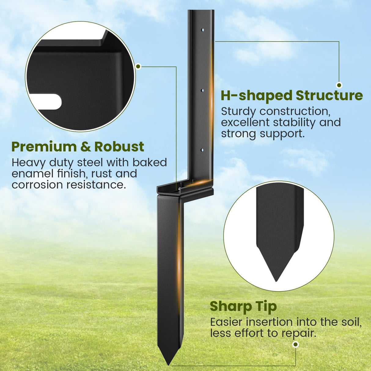Housolution Fence Post Repair Kit,Separated Fence Post Anchor,1 Pack