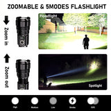 CHILDBOT Flashlights High Lumens Rechargeable, 10000LM LED Super Bright Flash Light, Zoomable Linternas with LCD Digital Display, 5 Mode, Waterproof, Powerful Tactical Flashlight for (Dark Black)