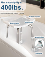 HOMLAND Shower Chair for Inside Shower, FSA/HSA Eligible 400 lbs Adjustable Shower Stool with Suction Feet, Shower Seat for Inside Tub Bathroom Bench Bath Chair for Elderly and Disabled - Light Gray