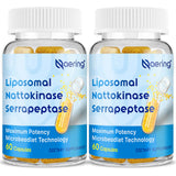 Liposomal Nattokinase 12,000 FU Serrapeptase 360,000 SPU Enzyme Supplement - Enriched with Synergistic Enzymes and Nutrient Blend & Inulin for Circulatory, Gut, Digestion 60 Capsules (2 Bottle)