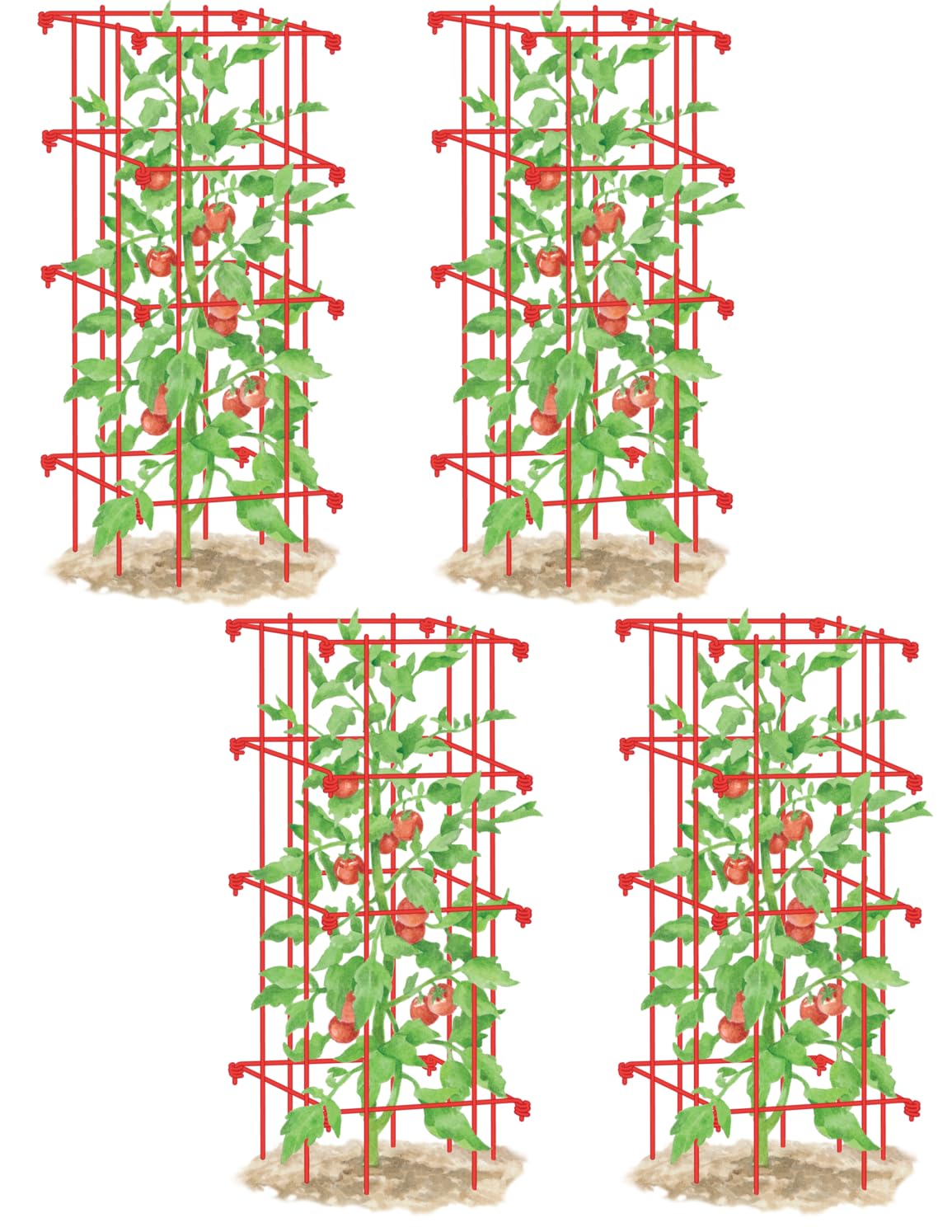 Gardener's Supply Company Lifetime Tomato Cages, Red, Set of 4