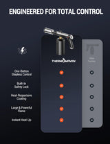 ThermoMaven Propane Torch with One-Touch Max Fire, Cooking Blow Torch Gun with a Safety Lock, Charcoal Lighter, Flame Thrower, Kitchen Food Torch Head for Grill, Sous Vide, BBQ (Tank Not Included)