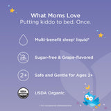 Hyland's Kids Melatonin-Free Organic Sleep Calm & Immunity Liquid, Sugar-Free with Magnesium, Vitamin D, Zinc & Elderberry, Promotes Sleep & Supports Immune Health, Ages 2+, Grape Flavor, 4 Fl. Oz.