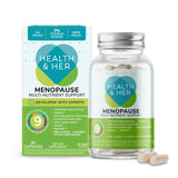 Health & Her Menopause Supplements for Women - Multi-Nutrient Support, Menopause Vitamins for Energy, Bones, Muscles, Skin & Hair, Vegan, Gluten-Free, Non GMO (60ct - 1 Month)