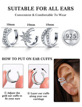 Mossanite 925Sterling Silver Earring Clip on Earrings Women(18K White Gold)