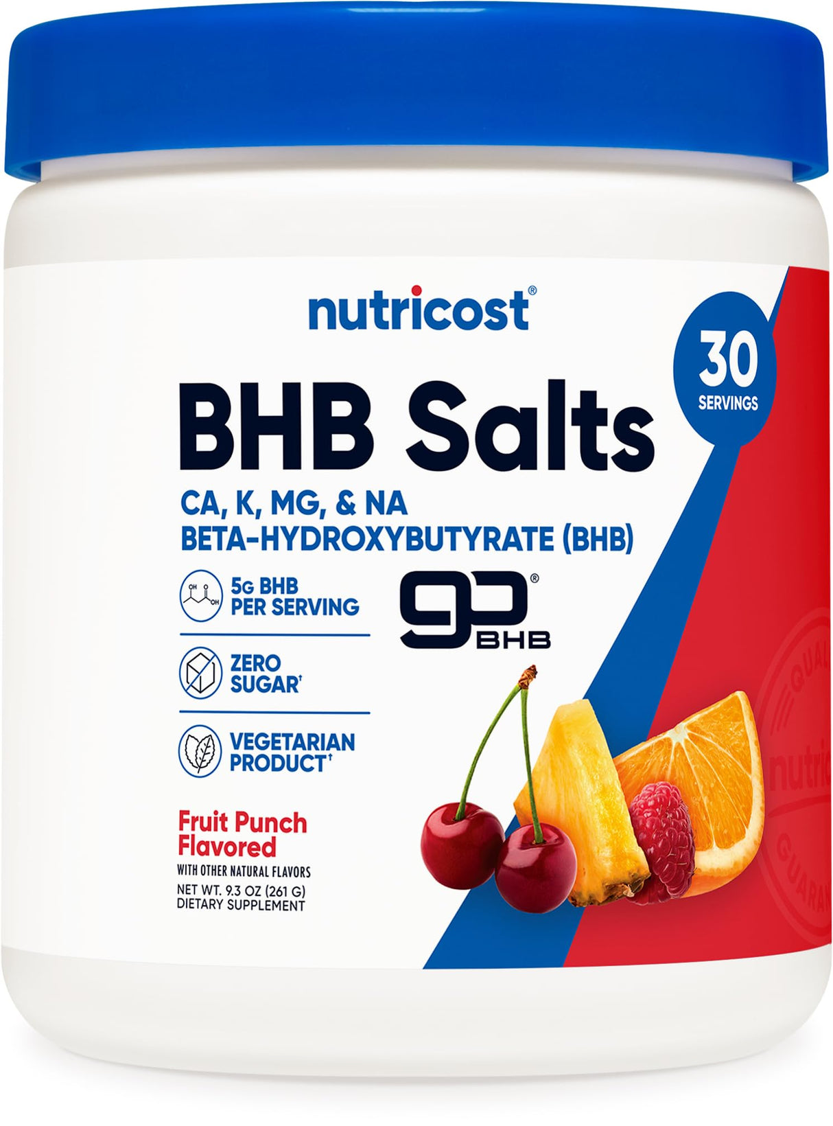 Nutricost BHB Salts Drink Mix (30 Servings, Fruit Punch Flavored) (5G BHB Per Serving) - 0G Total Sugars, Vegetarian Product