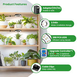 Wiaxulay Ceiling Grow Lights for Indoor Plants, 288 LED Full Spectrum 3.5in Halo Plant Grow Light, 12/3A Under Cabinet Grow Lamp with Auto Timer 6/12/16 Hrs, 3 Lighting Mode, 5 Brightness, Six Head