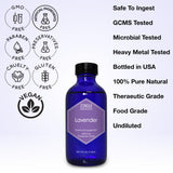 Lavender Essential Oil, Food Grade, for Drinks, Skin, Hair – 100% Pure, Lavender Oil, by Zongle Therapeutics, 4 OZ