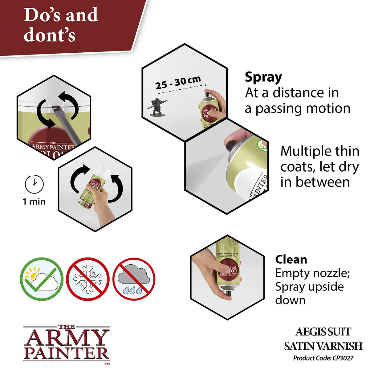The Army Painter Satin Varnish, Spray Paint Varnish for Miniature Protection, Tabletop Roleplaying, Boardgames, and Wargames Miniature Modelling, 400ml
