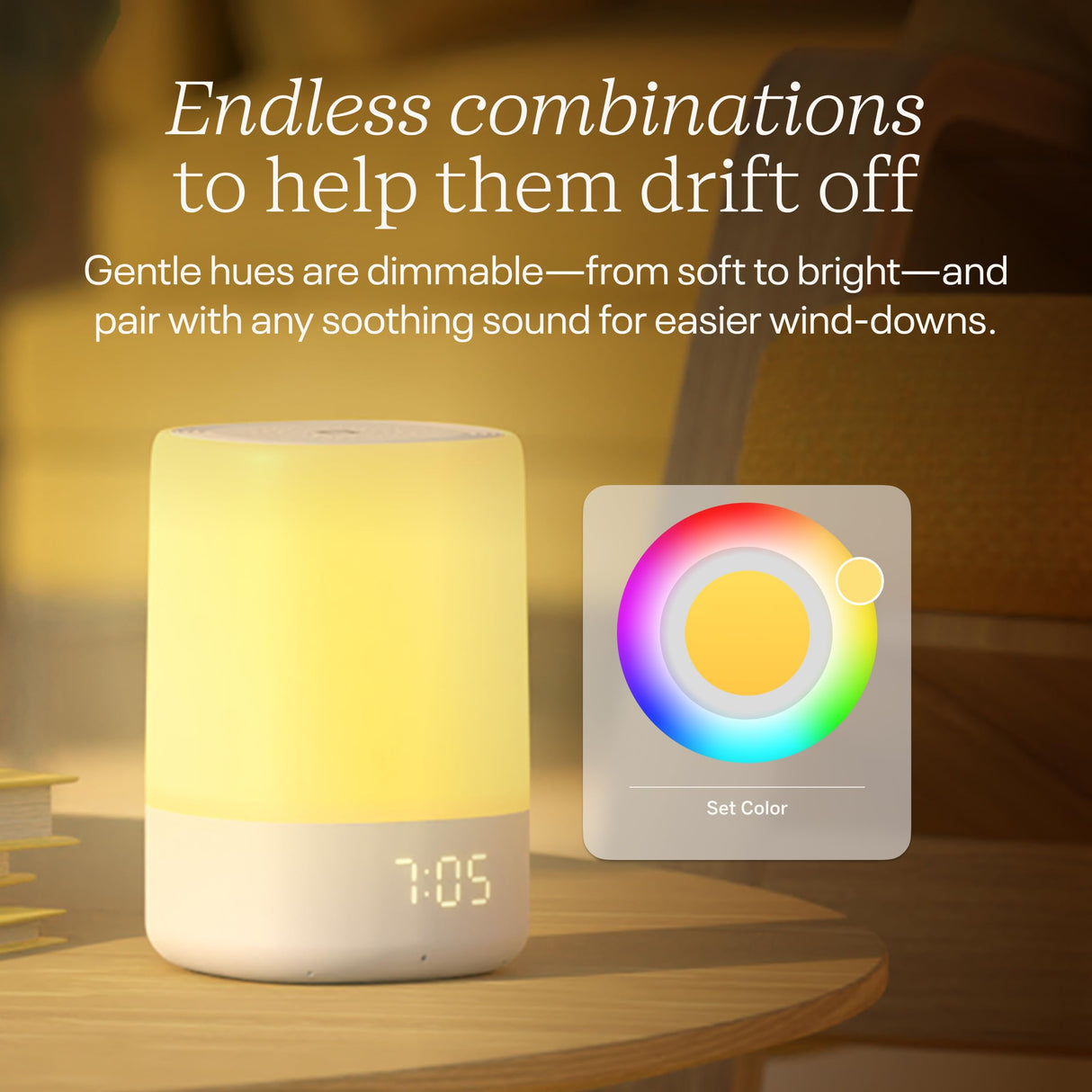 Nanit Sound and Light Smart Baby Night Light and Sound Machine | Audio Monitor | Cry Detection Alert Feature | OK to Wake Alarm Clock for Kids | Temp & Humidity Tracking | Rechargeable Battery | WiFi