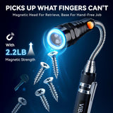 VIBELITE Extendable Magnetic Flashlight with Telescoping Magnet Pickup Tool-Cool Gadget Gifts for Men, Women, Him, Teen Boys, Husband, Dad, Father, Mechanic, Birthday Gifts for Men, Black