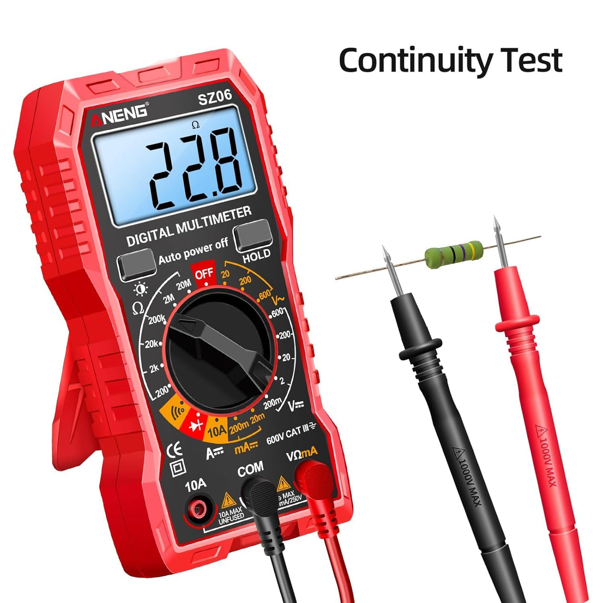 ANENG Digital Multimeter Tester Measures AC/DC Voltage,DC Current Ohm Amp Meter,Professional Multimetro Auto Voltmeter with Resistance, Diodes,Buzzer Handhold Electrial Tools