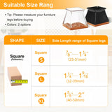 CHUNZEXI 24 Pack Square Chair Leg Floor Protectors for Hardwood Floors, Silicone Felt Covers Pads Caps, Protect Wood Furniture Feet Floors Noise Reduce and Scratch (Square Small)