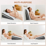 Vekkia 2PCS Wedge Pillow for Sleep Apnea,Wedge Pillow for Acid Reflux,Independent Memory Foam for Sleeping,Back Pain,Gerd,Heartburn,Snoring,Triangle Elevated Pillow for After Surgery/Leg/Neck