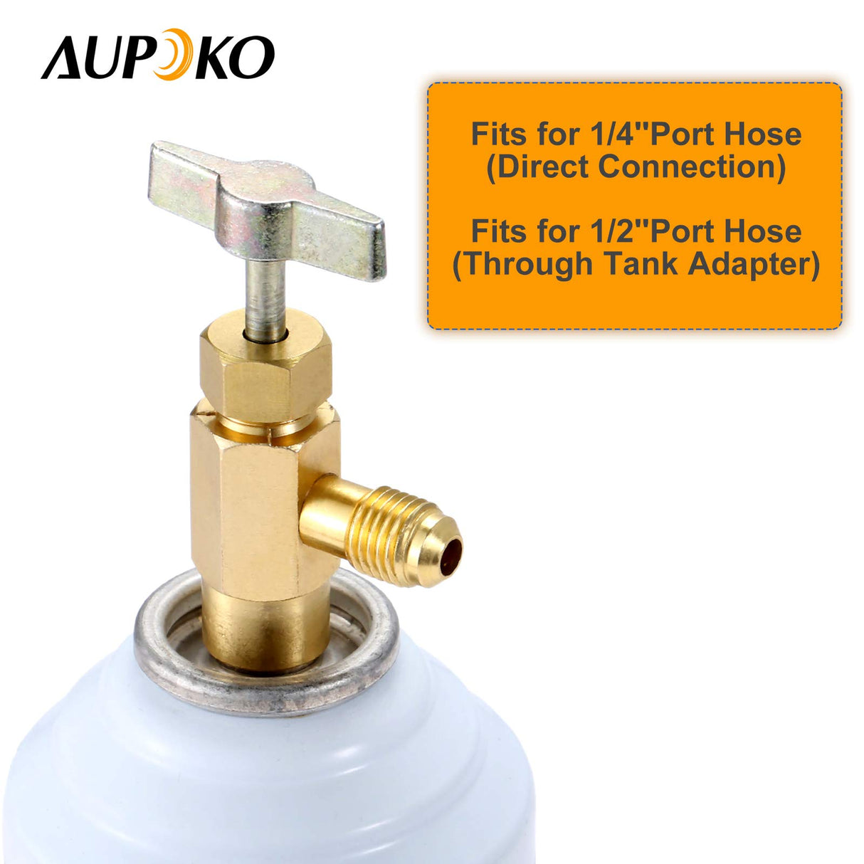 Aupoko R134A Self-Sealing Can Tap with R134A Tank Adapter and Valve Core Remover, 1/4’’ SAE Valve Refrigerant Dispenser with 1/4’’ Female and 1/2’’ Male Adapter, for Air Conditioner Manifold