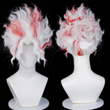 Wiggy Mermaid Okarun Cosplay Wig for Dan Da Dan Cosplay White Mixed Red Cosplay Wig with Wig Cap for Halloween Christmas Costume