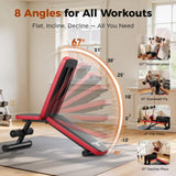 NICEPEOPLE Adjustable Weight Bench for Home Gym, 660LBS Capacity Workout Bench with 8 Backrests for Chest Shoulders Arms, Compact and Foldable Strength Bench for Small Space Apartment Room (XL)