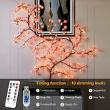 FNHMSL Cherry Enchanted Willow Vine Lights, 4FT 48LED Pink Cherry Blossom Tree Branch Lights for Wall, Remote Timer,8 Light Model,Bedroom Wall Doors Wedding, Christmas, USB Battery Box