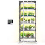 Bstrip Indoor Greenhouse with Grow Light, DIY Plant Shelf with Cover, 6 Tier Plant Stand, 5 Pack 150W Full Spectrum Grow Lights with 3 Color Mode For Indoor Plants, Seed Starting, 29.5"L×13.8"W×71"H