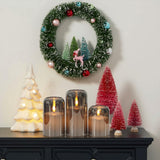 GenSwin Glass LED Candles with Remote Timer, Black Flameless Candles Battery Operated with Flickering Flame, Glass and Real Wax Pillar Candle for Halloween Christmas Home Decor(Set of 3, D3”x4”5”6”)