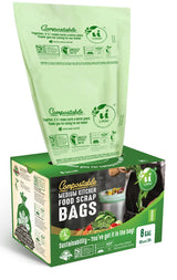 UNNI Compostable Liner Bags, 6-8 Gallon, 30 Liter, 100 Count, 0.85 Mil Heavy Duty, Food Scrap Bags for Medium Bins, ASTM D6400, US BPI, CMA and Europe OK compost HOME Certified, San Francisco
