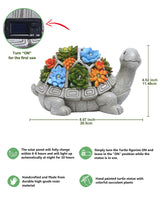 Nacome Solar Garden Outdoor Statues Turtle with Succulent and 7 LED Lights - Lawn Decor Statue for Patio, Balcony, Yard Ornament - Gifts for Mom Grandma Women