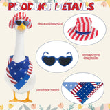 8 Set Holiday Porch Goose Outfits for 17/23" Plastic Lawn Goose - 4th of July Valentines St. Patricks Easter Summer Fall Halloween Christmas Clothes - Patio Yard Garden Decor with Hat Glasses and Bib